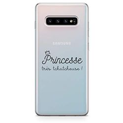 ZOKKO Samsung S10 bardzo czatująca księżniczka obudowa - Miękka przezroczysta czarny atrament