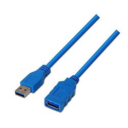 AISENS A105 – 0046 – 2 m USB 3 Extension Cable, Suitable for External Enclosure/Games Console/Digital Cameras/Webcam/Printers/Mouse Blue