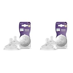Philips Avent Lot de 2 tétines pour biberon à Réponse Naturelle 0% BPA, Débit 1 & Avent Lot de 2 tétines pour biberon à Réponse Naturelle 0% BPA, Débit 4 pour Bébé de 3 mois + (modèle SCY964/02)