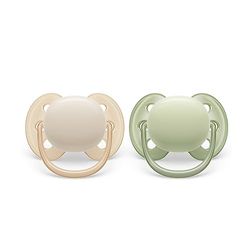 PHILIPS Avent Ultra Soft-fopspeen - 2 zachte, flexibele fopspenen voor baby's van 0-6 maanden, BPA-vrij, met sterilisatiedoosje model SCF091/05