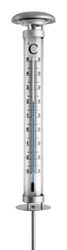 TFA Dostmann Solino Thermomètre de jardin analogique, 12.2057, avec éclairage solaire, résistant aux intempéries, thermomètre pour l'extérieur, argenté