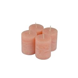 Homéa, Set de 4 Bougies Pilier D4 x H5 cm Rustique Coloris Rose Poudre