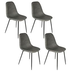 HOME DECO FACTORY, HD66331, Juego de 4 sillas, Modelo Amber, Limpio y cómodo, Ideal para salón o Comedor, Ligero y fácil de Mover, Dimensiones 54,2 x 85 x 44 cm, Color Gris, Madera, Lot de 4 Chaises