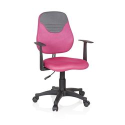 hjh OFFICE 670937 Chaise pivotante pour Enfants et Adolescents KIDDY Style Tissu Rose/Gris Fauteuil pivotant évolutif