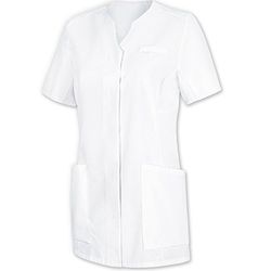 BP 1742-435-21 Tunique pour femme, 1/2 manches avec système de levage des bras et bande à boutons-pression dissimulés, 180,00 g/m², mélange de tissu, blanc, taille XS