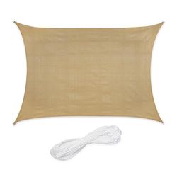 Relaxdays rektangulär, 2 x 4 m, HDPE-tyg, UV-stabiliserad, konkav, trädgårdsduk med spännlinor, beige