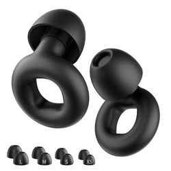 NEUTYPECHIC Tapones Oídos Ruido Dormir Silicona, Protección Auditiva Lavables y Reutilizable, para Dormir, Viajar, Con 8 Almohadillas en XS/S/M/L (Cuadrado-negro, mediano)