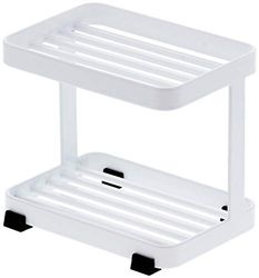 Yamazaki 3601 TOWER 2~Tiered Soap Tray, white, Steel, 11 x 7.5 x 9.5 cm