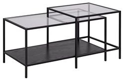 AC Design Furniture Jörn prostokątny stolik kawowy 2-częściowy zestaw, dł.: 90 B: 55 wys.: 50, szkło/metal, czarny, 2 szt.