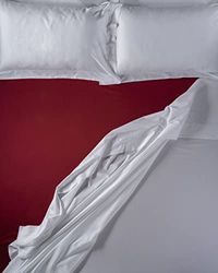 LENZUOLISSIMI - Beddengoed van satijn katoen, aantal draden 300, voor tweepersoonsbed, 180 x 200 cm, gemaakt in Italië - Bordeaux