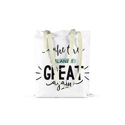 Bonamaison Printed Tote Bag, Reusable Grocery Bag, Shopping Bag, Machine Washable, Foldable, Canvas Cloth Bag with Handles, 48x55 Cm