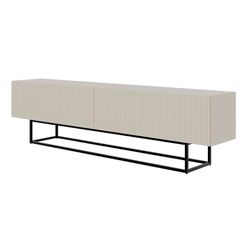 Selsey Veldio tv-kast, board, sideboard, televisiekast, 175 cm, zwarte poten, gefreesde voorkant, grijs-beige