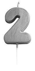 Ciao, Zilveren cijferkaars 2 (6 cm), 21452