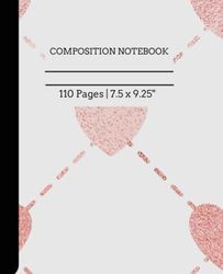 Composition Notebook 110 Pages Matte Cover: Cute Journal with Hearts
