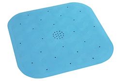 Maximex Tapis de douche en caoutchouc naturel bleu, avec ventouses sur le dessous, lavable en machine à 40° C, dimensions (l x h x p) : 45 x 1,6 x 45 cm