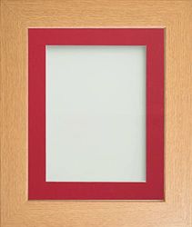 Frame Company Watson Beech Picture Photo Frame fitted with Perspex, 20x16 inch with Red Mount for image size 15x10 inch