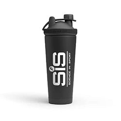 Science in Sport Protein Shaker en acier inoxydable 750ml noir mat - Shaker protéines à double paroi avec isolation thermique, anti-fuite