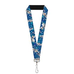 Buckle-Down Unisex-Adult's Lanyard-1.0-Frozen Olaf Poses/Snowflakes Blues Key Chain, Multicolor, One Size