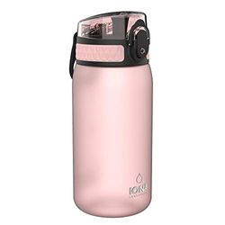 Ion8 Kids Water Bottle, 350 ml/12 oz, Leak Proof, Easy to Open, Secure Lock, BPA Free, Carry Handle, Hygienic Flip Cover, Easy Clean, Odour Free, Carbon Neutral, Rose Quartz Pink