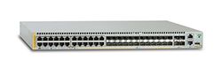 AT-x930-28GSTX | 24-port 10/100/1000T and 24-port 100/1000 SFP, 4 SFP+ ports, stackable, Dual Hot-Swappable PSU, PSU not included