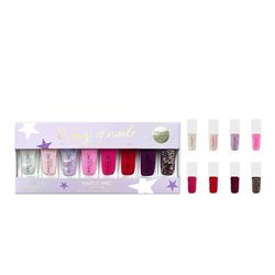 Nails.INC 8 days of Nails 8-Piece Miniature Nail Polish Gift Set, Longwear Rapid Dry Formulation, Cruelty Free, Vegan, 21 Free, Includes Shimmer and Classic Festive Shades