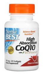 Doctor's Best CoQ10 de Alta Absorción con BioPerine, 100mg - para Energía y Salud Cardiovascular, 120 cápsulas blandas