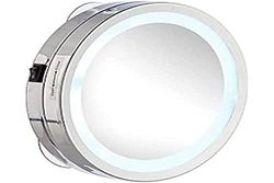DKD Home Decor Specchio di ingrandimento con LED argento (16,5 x 4 x 16,5 cm)