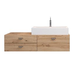 trendteam smart living - Armario para Debajo del Lavabo - Baño - Geo - Dimensiones de Montaje (Ancho x Alto x Profundidad) 140 x 50 x 53 cm - Color Roble Artisan - 175134192