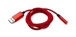 SYSTEM-S Audio USB-kabel 100 cm 3,5 mm jack naar 2.0 type A stekker AUX adapter gevlochten rood