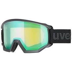 uvex athletic FM - gogle narciarskie unisex - powiększony zakres widzenia bez efektu zaparowania - wentylacja ramki bez podwiewania powietrza - black matt/green-LGL - one size