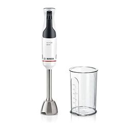 Bosch ErgoMaster Serie 4, Frullatore a Immersione, Motore da 600 Watt, Regolazione Dinamica della Velocità, Sistema QuattroBlade, Accessori Inclusi, Bianco, MSM4W210