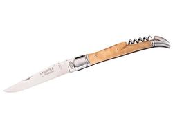 Couteau de Poche Laguiole – Acier 12 C27 – Slip Joint – Tire-Bouchon – Acier Inoxydable Pâtisserie – taillée en Bois d'érable – Bijou