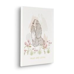 Komar Disney Lady and the Tramp True and Loyal - Cuadro en lienzo para habitación infantil (30 x 40 cm), color beige y blanco