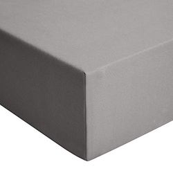 Amazon Basics Lençol de baixo ajustável, 200 x 200 cm, 100% algodão, cinzento-escuro