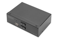 DIGITUS Displayport KVM Switch - 2-Port Single-Display - 2 PC 1 écran - 1x Souris, Clavier & Audio pour 2 Ordinateurs - UHD 4K@60Hz (4096 x 2160p) - Commutateur Hot-Key - 1x Hub USB 2.0 - Noir