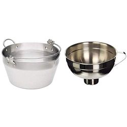 KitchenCraft Home Made Maslin Pan/Jam Pan for Induction Hob, Stainless Steel, 9 L & Home Made Jam Funnel, Traditional, Stainless Steel, 14.5 cm