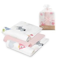 Interbaby · Set of 3 JUNGLA Bamboo Gauze Pink for Newborn and Baby · 55x70cm ·Bamboo & Cotton