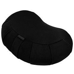 Retrospec Sedona Zafu meditatiekussen gevuld met boekweitzaden - yogakussen voor meditatiepraktijken - machinewasbaar 100% katoenen hoes en duurzame draaggreep, halve maan, zwart