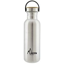 Laken roestvrijstalen fles met stalen en bamboe en brede mond 750 ml, staal, staal