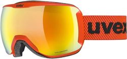 uvex Downhill 2100 Cv - Masque de Ski pour Hommes et Femmes - à Contraste Élevé - Sans Distorsion et Anti-Buée - Fierce Red/Orange-Green - One Size