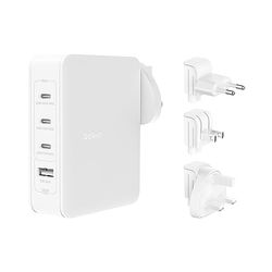 Belkin cargador de pared GaN con 4 puertos de 140 W, 3 puertos USB-C Power Delivery para carga rápida y 1 puerto USB-A, iPhone, Samsung Galaxy, Google Pixel, iPad, MacBook, portátil, tableta y otros