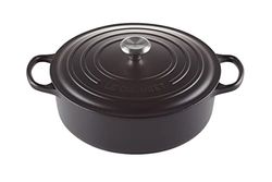 Le Creuset Signature emaljerad risottogryta i gjutjärn med hjälphandtag, för alla typer av hällar och ugnar, 30 cm, 6,2 liter, Matte Black