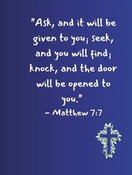 Christian Notebook (Midnight) “Matthew 7:7” 8.5x11 Lined Journal