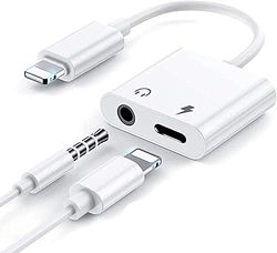 Adaptador de auriculares para iPhone, cable auxiliar, divisor de auriculares, 2 en 1, adaptador de auriculares con divisor de dos puertos, convertidor compatible para iPhone 11/12 pro/13/X/XR/XS