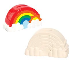 Baker Ross Rainbow Ceramic Banks Coin Banks para crianças para pintar, decorar e exibir - Conjunto de artesanato de porcelana criativa para crianças (caixa de 2)