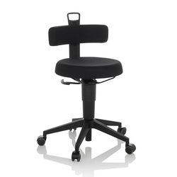 hjh OFFICE Silla de Equilibrio Regulable en Altura Top Work Flex Taburete de Trabajo móvil con Respaldo, Tejido Negro