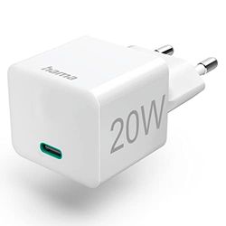 Hama USB-C-adapter för iPhone 20 W laddare (snabbladdare för iPhone 14, 13, 12, 11, 10, X, 9, 8, universell laddningskontakt USB-C f. Apple iPhone, USB-strömförsörjning mobiltelefon laddare