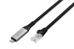 DIGITUS Câble USB vers Ethernet – Type-C vers RJ45 – USB-C 3.2 Gen1 – 1 Gbit/s – 2 m – LSZH – CAT 6A S/FTP – AWG 26 – Plug & Play – Noir