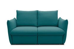 DOMO. Collection Cloud Box, 2-zits met slaapfunctie en boxspringvering, bank met bedlade, slaapbank, 180 x 97 x 100 cm, boxspringsofa in turquoise