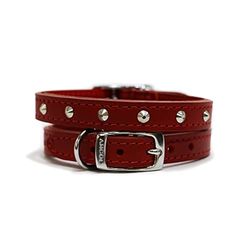 Ancol Comfortable Stylish Leather Red Stud Collar Pet Training Accessory 55-63 cm, Size 8